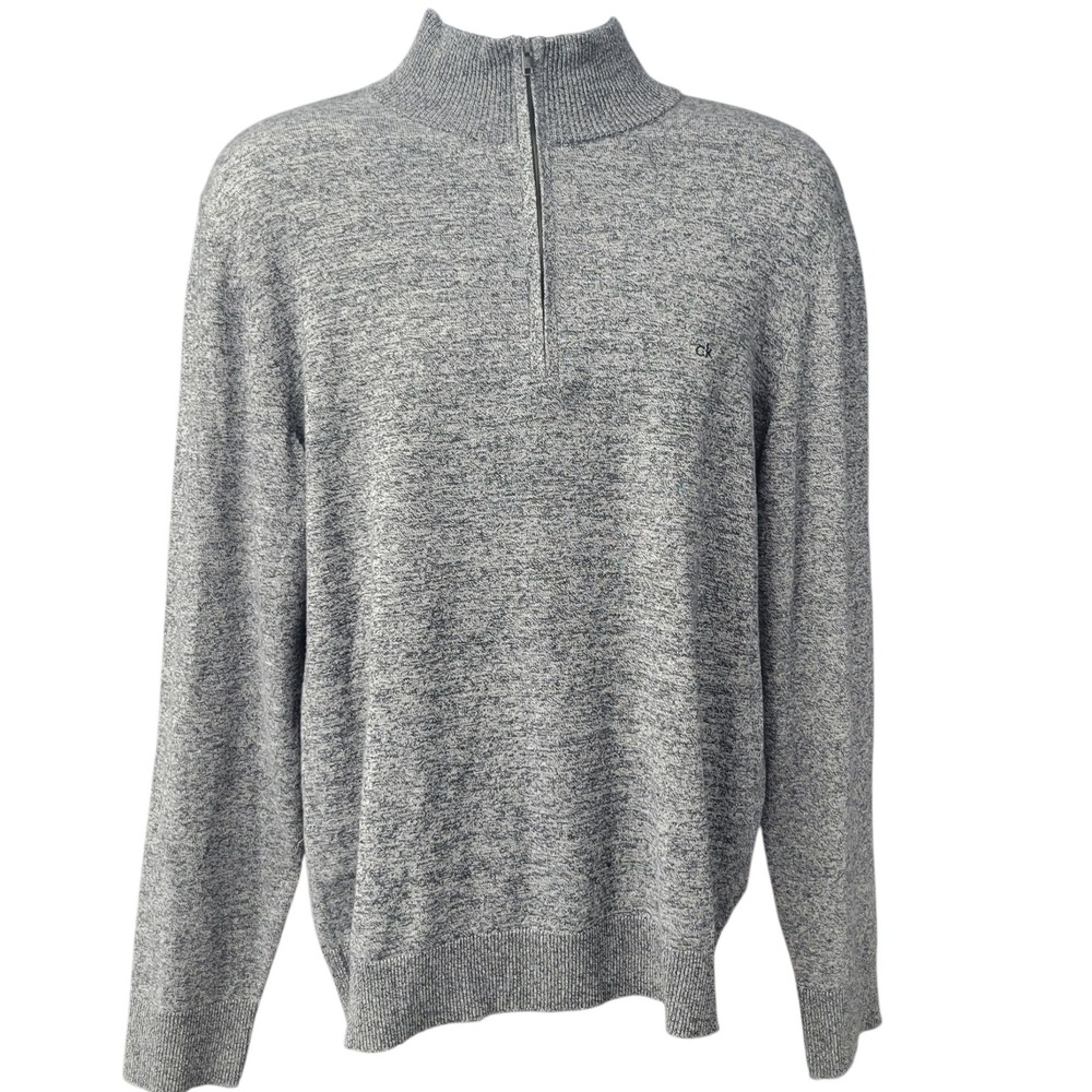 Calvin Klein‎ Men's 1/4 Zip Pullover NWT  Grey Cotton Blend Sweater Sz Lg  A370